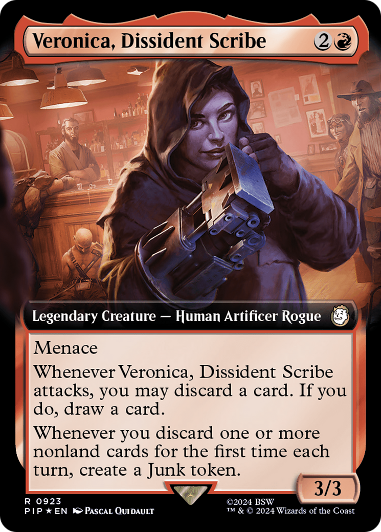 Veronica, Dissident Scribe (Extended Art) (Surge Foil) [Fallout] - Trinity Hobby