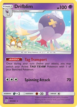 Drifblim (81/236) [Sun & Moon: Unified Minds] - Trinity Hobby