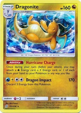 Dragonite (151/236) (Cracked Ice Holo) (Theme Deck Exclusives) [Sun & Moon: Unified Minds] - Trinity Hobby