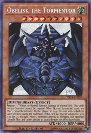 Obelisk the Tormentor [TN19-EN007] Prismatic Secret Rare - Trinity Hobby