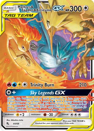 Moltres & Zapdos & Articuno GX (44/68) [Sun & Moon: Hidden Fates] - Trinity Hobby