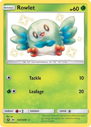 Rowlet (SV2/SV94) [Sun & Moon: Hidden Fates - Shiny Vault] - Trinity Hobby