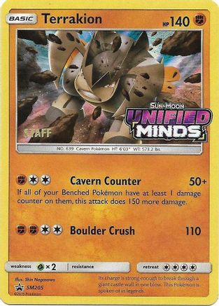 Terrakion (SM205) (Staff Prerelease Promo) [Sun & Moon: Black Star Promos] - Trinity Hobby