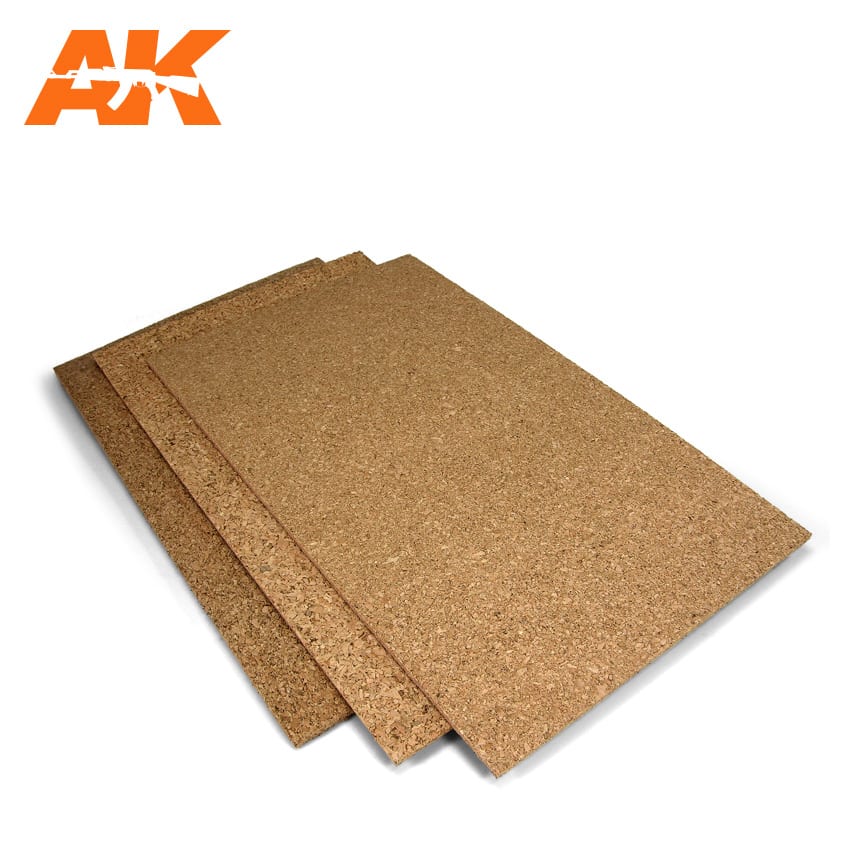 AK Interactive Cork Sheets - Fine Grained - 200 X 300 X 1mm (2 Sheets)