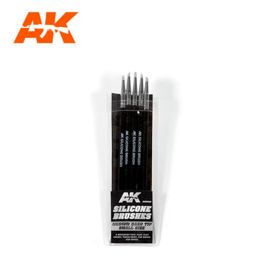 AK Interactive Silicone Brushes Medium Hard Tip, Small - 5Pk