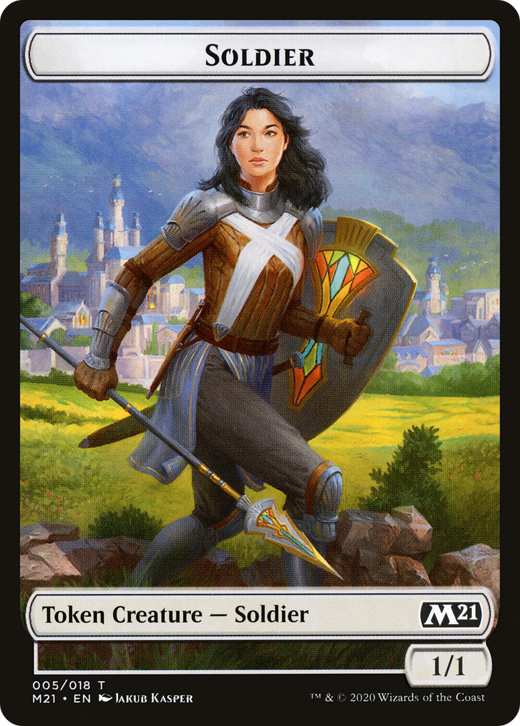 Soldier  [Foil]  (M21-005) - [Core Set 2021 Tokens] - Trinity Hobby