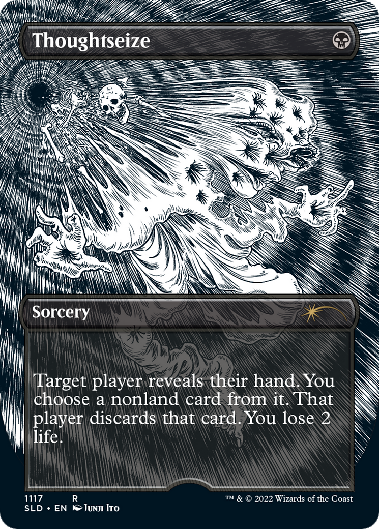 Thoughtseize [Etched Foil]  (SLD-1117) - [Secret Lair Drop] (Borderless) - Trinity Hobby