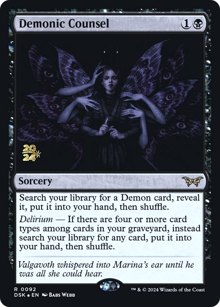 Demonic Counsel [Duskmourn: House of Horror Prerelease Promos] - Trinity Hobby