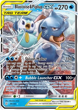 Blastoise & Piplup GX (38/236) [Sun & Moon: Cosmic Eclipse] - Trinity Hobby
