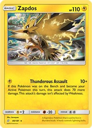 Zapdos (40/181) (Theme Deck Exclusive) [Sun & Moon: Team Up] - Trinity Hobby
