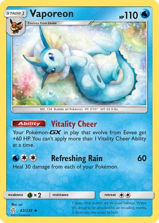 Vaporeon (42/236) [Sun & Moon: Cosmic Eclipse] - Trinity Hobby