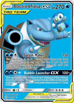 Blastoise & Piplup GX (214/236) [Sun & Moon: Cosmic Eclipse] - Trinity Hobby