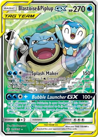 Blastoise & Piplup GX (215/236) [Sun & Moon: Cosmic Eclipse] - Trinity Hobby