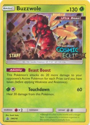 Buzzwole (SM218) (Staff Prerelease Promo) [Sun & Moon: Black Star Promos] - Trinity Hobby