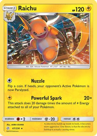 Raichu (67/236) [Sun & Moon: Cosmic Eclipse] - Trinity Hobby