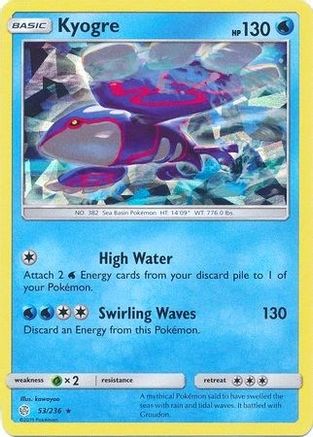 Kyogre (53/236) (Cracked Ice Holo) (Theme Deck Exclusive) [Sun & Moon: Cosmic Eclipse] - Trinity Hobby