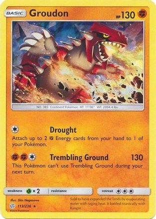 Groudon (113/236) (Cracked Ice Holo) (Theme Deck Exclusive) [Sun & Moon: Cosmic Eclipse] - Trinity Hobby