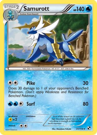 Samurott (31/114) (Theme Deck Exclusive) [Black & White: Base Set] - Trinity Hobby