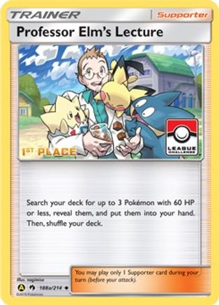 Professor Elm's Lecture (188a/214) (League Promo 1st Place) [Sun & Moon: Lost Thunder] - Trinity Hobby