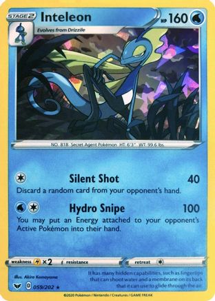 Inteleon (059/202) (Cracked Ice Holo) (Theme Deck Exclusive) [Sword & Shield: Base Set] - Trinity Hobby