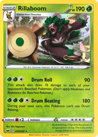 Rillaboom (015/202) (Cracked Ice Holo) (Theme Deck Exclusive) [Sword & Shield: Base Set] - Trinity Hobby