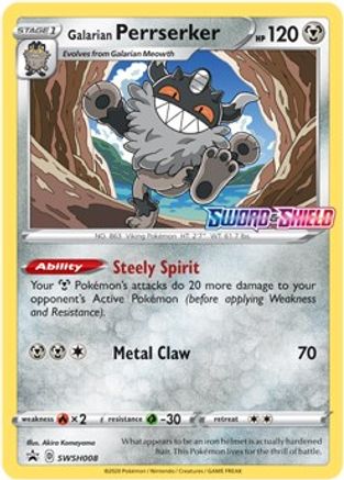 Galarian Perrserker (SWSH008) (Prerelease Promo) [Sword & Shield: Black Star Promos] - Trinity Hobby