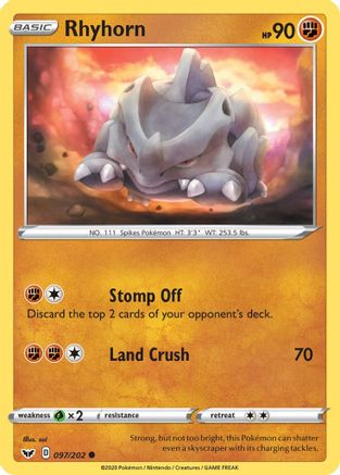 Rhyhorn (097/202) [Sword & Shield: Base Set] - Trinity Hobby