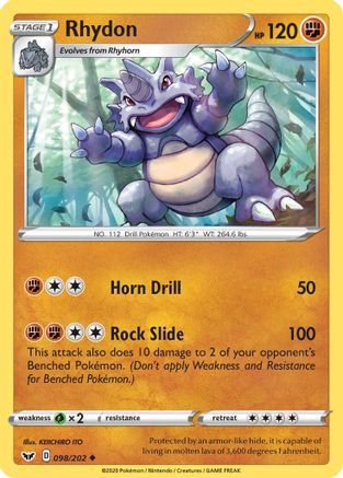 Rhydon (098/202) [Sword & Shield: Base Set] - Trinity Hobby