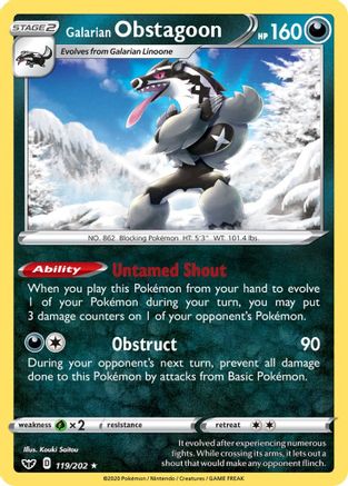 Galarian Obstagoon (119/202) [Sword & Shield: Base Set] - Trinity Hobby