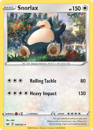 Snorlax (140/202) [Sword & Shield: Base Set] - Trinity Hobby