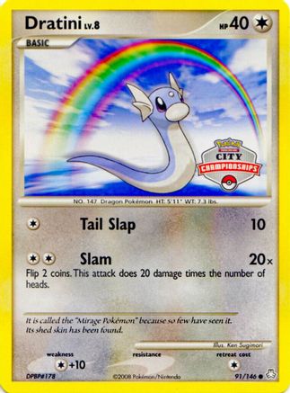 Dratini (91/146) (City Championship Promo) [Diamond & Pearl: Legends Awakened] - Trinity Hobby