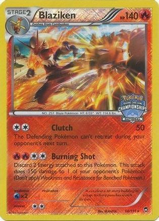 Blaziken (14/111) (National Championship Promo) [XY: Furious Fists] - Trinity Hobby
