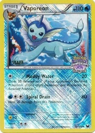 Vaporeon (25/108) (State Province Championship 2013 Promo Staff) [Black & White: Dark Explorers] - Trinity Hobby