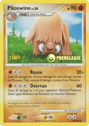 Piloswine (46/100) (Staff Prerelease Promo) [Nintendo: Black Star Promos] - Trinity Hobby