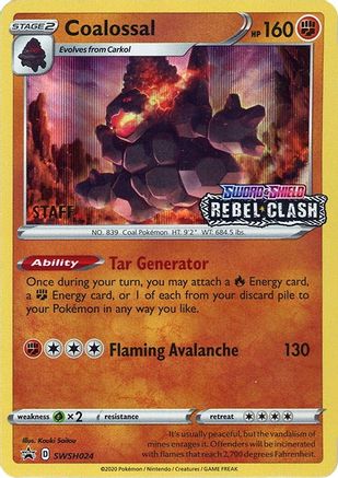 Coalossal (SWSH024) (Staff Prerelease Promo) [Sword & Shield: Black Star Promos] - Trinity Hobby