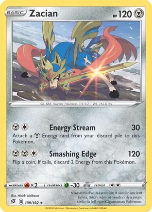 Zacian (139/192) (Cracked Ice Holo) (Theme Deck Exclusives) [Sword & Shield: Rebel Clash] - Trinity Hobby