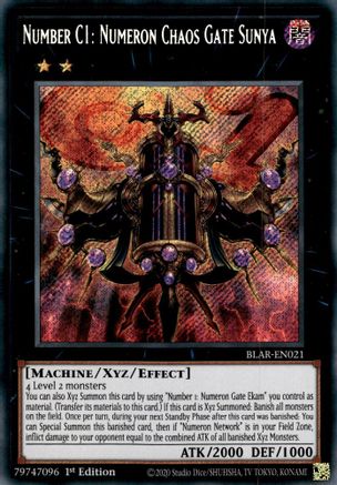 Number C1: Numeron Chaos Gate Sunya [BLAR-EN021] Secret Rare - Trinity Hobby