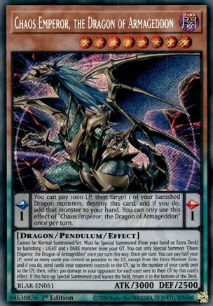 Chaos Emperor, the Dragon of Armageddon [BLAR-EN051] Secret Rare - Trinity Hobby