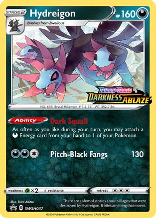 Hydreigon (SWSH037) (Prerelease Promo) [Sword & Shield: Black Star Promos] - Trinity Hobby