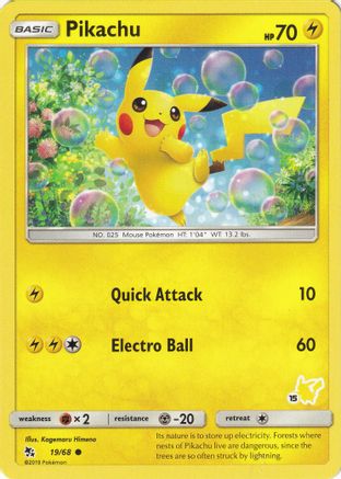 Pikachu (19/68) (Pikachu Stamp #15) [Battle Academy 2020] - Trinity Hobby