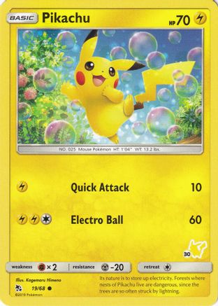 Pikachu (19/68) (Pikachu Stamp #30) [Battle Academy 2020] - Trinity Hobby
