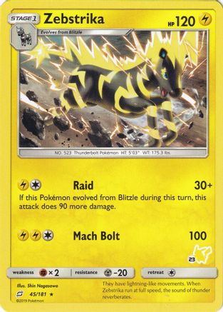 Zebstrika (45/181) (Pikachu Stamp #23) [Battle Academy 2020] - Trinity Hobby