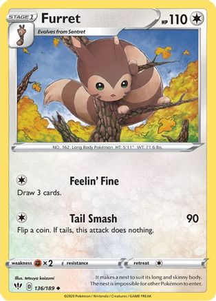 Furret (136/189) [Sword & Shield: Darkness Ablaze] - Trinity Hobby