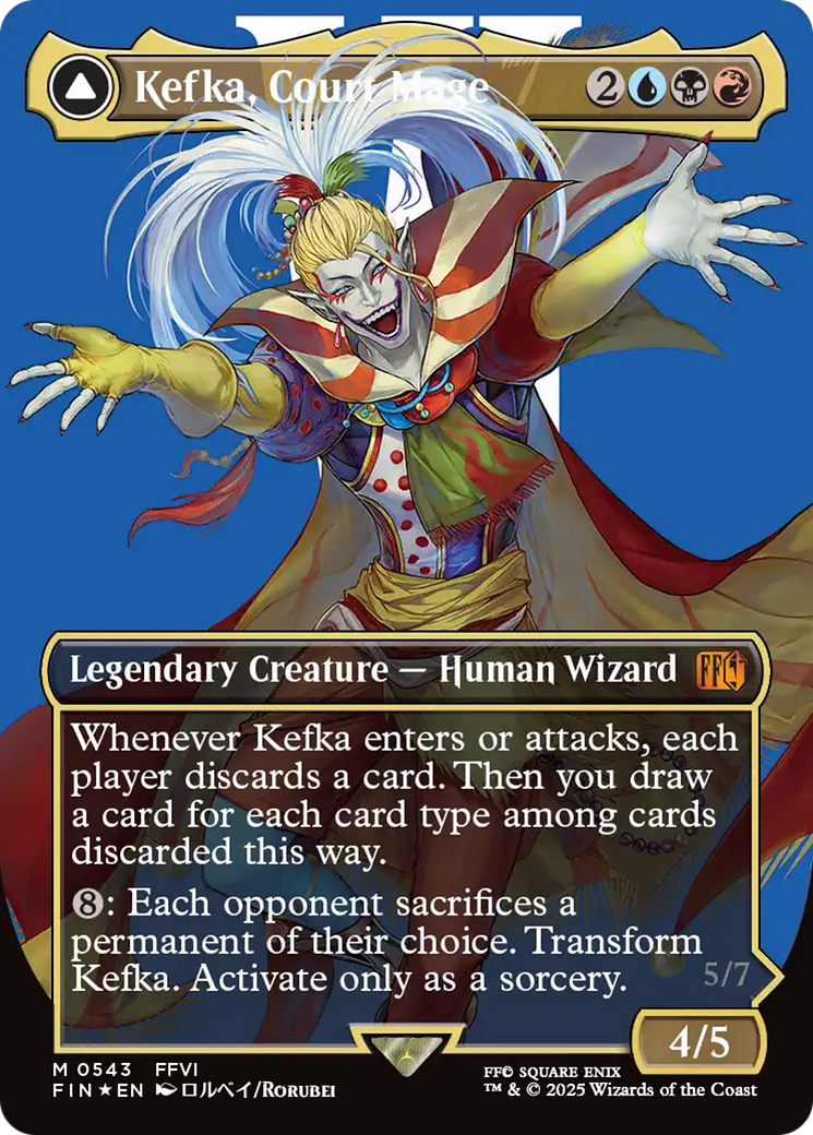 Kefka, Court Mage (Borderless) (Surge Foil) (0543)  [Foil]  (FIN-543) - [FINAL FANTASY] (Borderless)