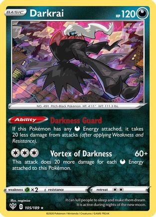 Darkrai (105/189) (Theme Deck Exclusive) [Sword & Shield: Darkness Ablaze] - Trinity Hobby
