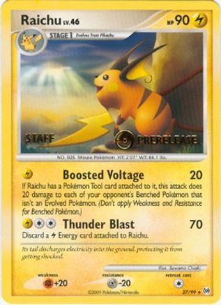 Raichu (27/99) (Staff Prerelease Promo) [Nintendo: Black Star Promos] - Trinity Hobby