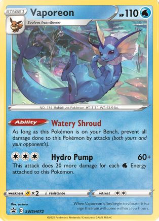 Vaporeon (SWSH072) [Sword & Shield: Black Star Promos] - Trinity Hobby
