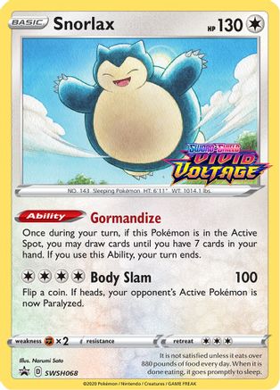 Snorlax (SWSH068) (Prerelease Promo) [Sword & Shield: Black Star Promos] - Trinity Hobby