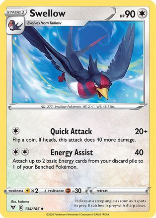 Swellow (134/185) [Sword & Shield: Vivid Voltage] - Trinity Hobby