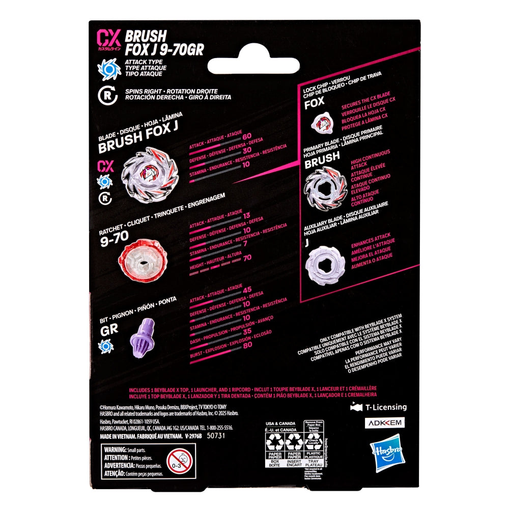 HASBRO Beyblade X Brush Fox J 9-70GR CX Starter Pack Set - Trinity Hobby